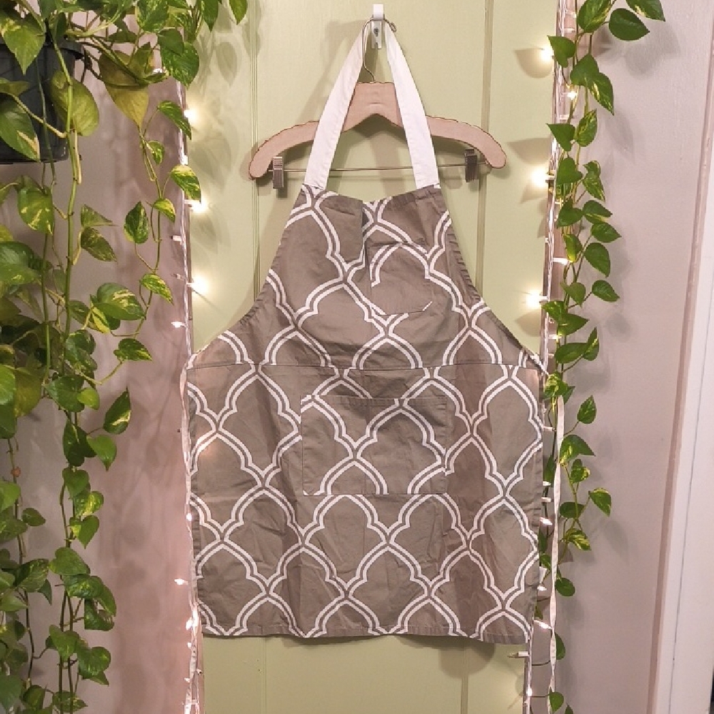 Home - Kitchen Apron Beige White Modern Pattern